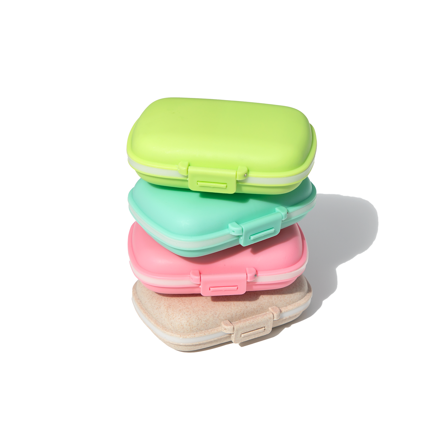 Travel Pill Organizer - Small Pill Box for Pocket Purse - 4 Pack 8 Compartments Pill Case Multi-Colored