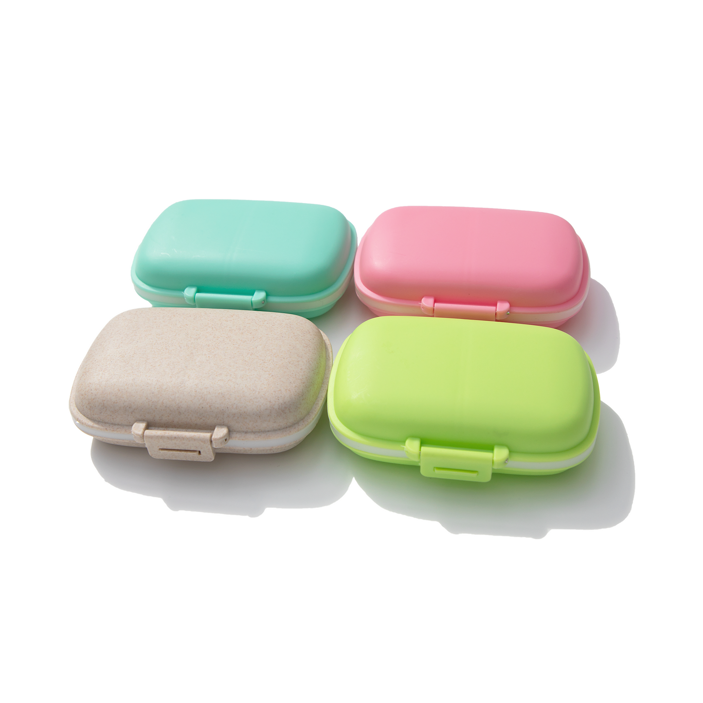 Travel Pill Organizer - Small Pill Box for Pocket Purse - 4 Pack 8 Compartments Pill Case Multi-Colored