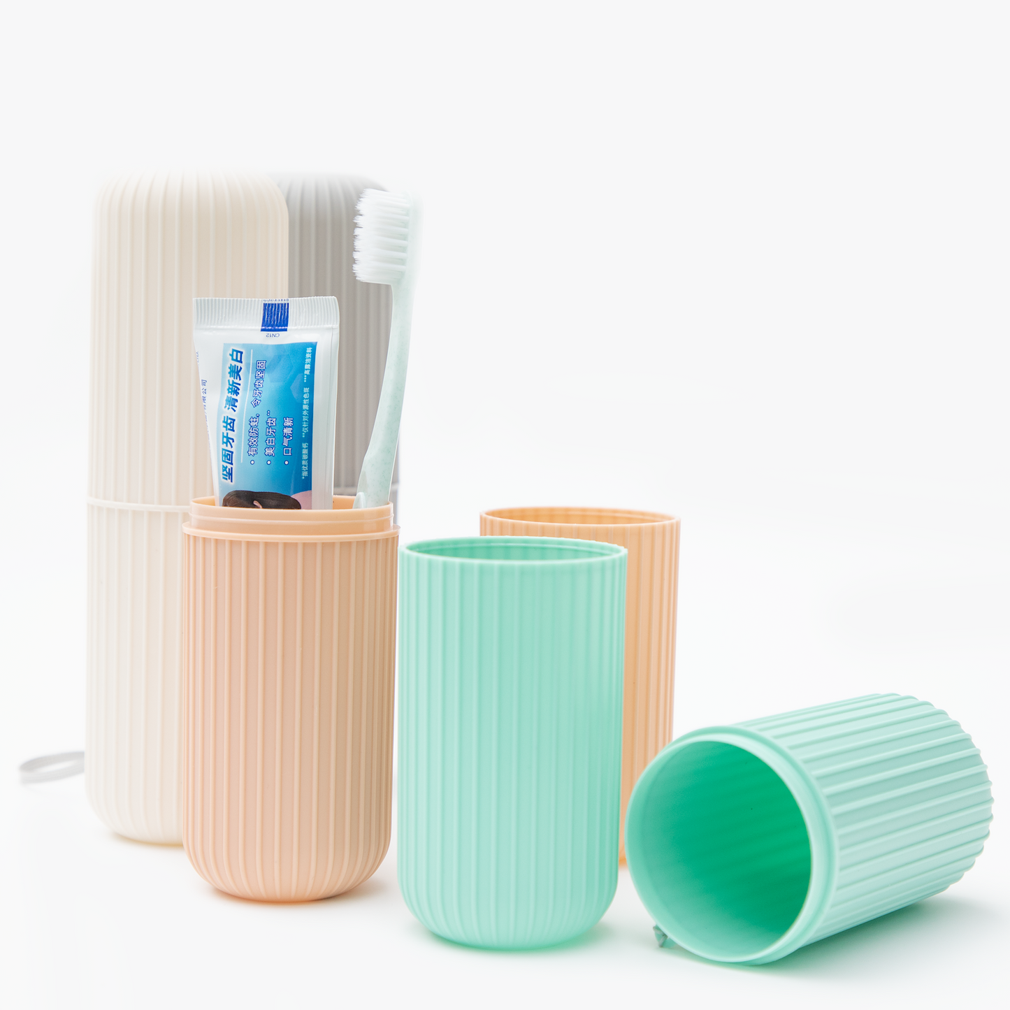 Toothbrush & Toothpaste Travel Case - 2 Pack Portable Toothbrush Holder for Traveling with Cup